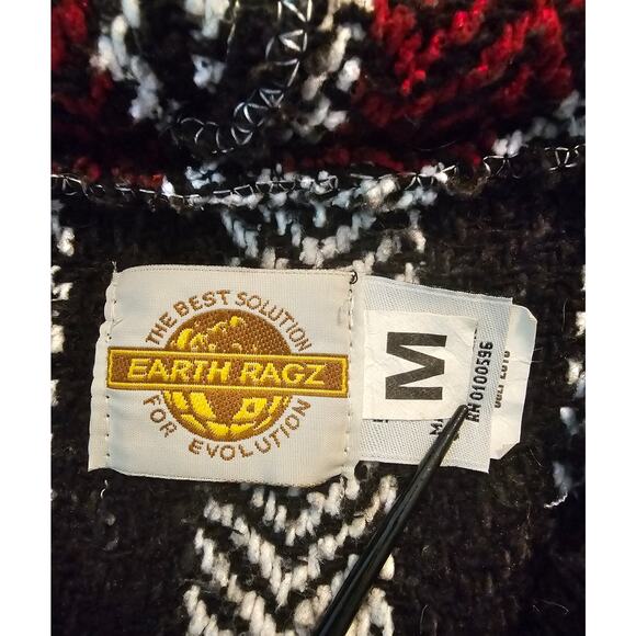 EARTH RAGZ Baja Mexican Pull Over HOODIE Rag Size Med Cotton VINTAGE Gift - Picture 5 of 7